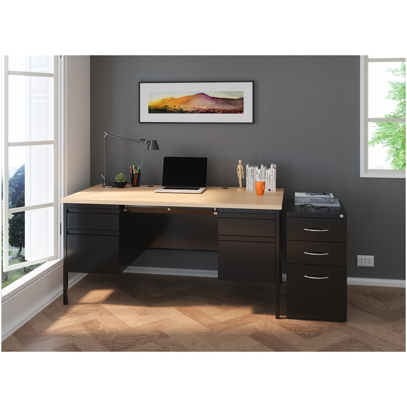 Hirsh Double Pedestal Office Desk with Center Drawer 30