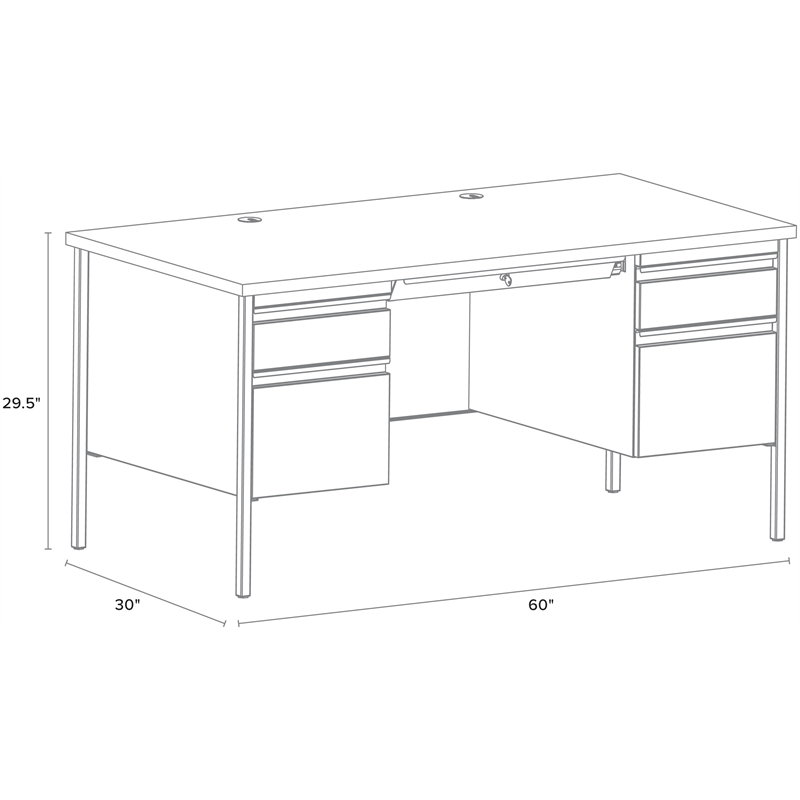 Hirsh Double Pedestal Office Desk with Center Drawer 30
