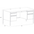 Hirsh 30x60 Double Pedestal Metal File Desk with Soft Corner - Black/Maple