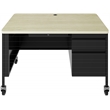 Hirsh 30Dx48W Mobile Right Hand Single Pedestal Desk Soft Corners Black/Maple