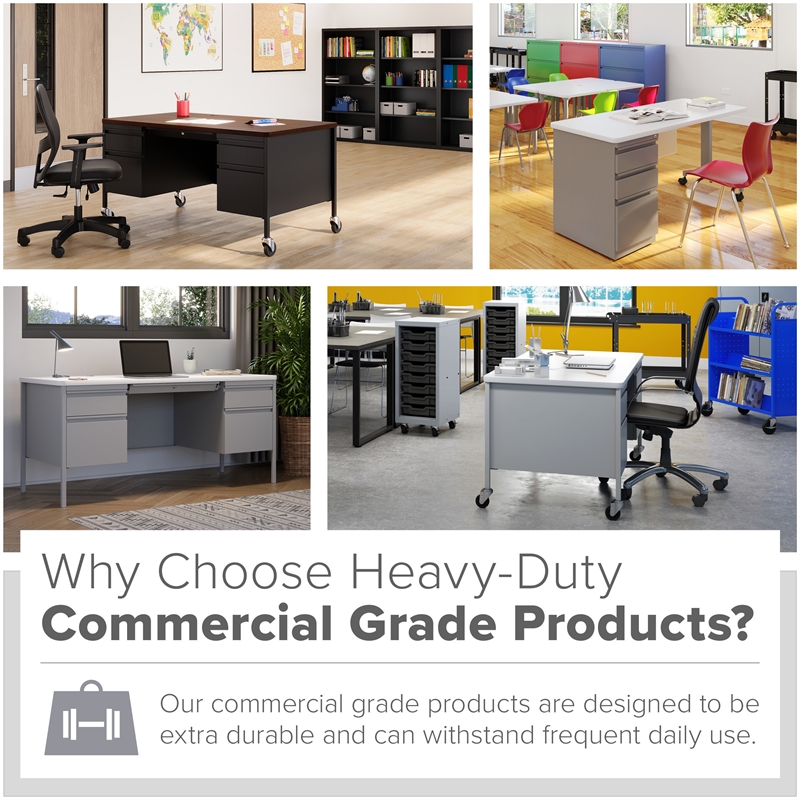 Hirsh 30x60 Mobile Double Pedestal File Desk with Soft Corner - Black/Maple