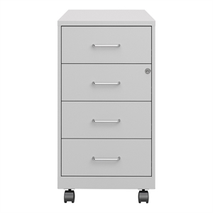 Space Solutions 18&quotD 4 Drawer Metal Mobile Organizer - Locking - Arctic Silver