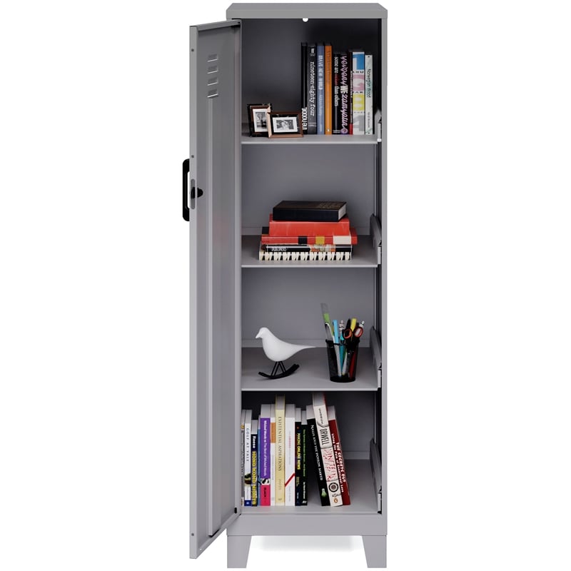 Space Solutions 4 Shelf No Assembly Metal Storage Locker Cabinet Arctic Silver