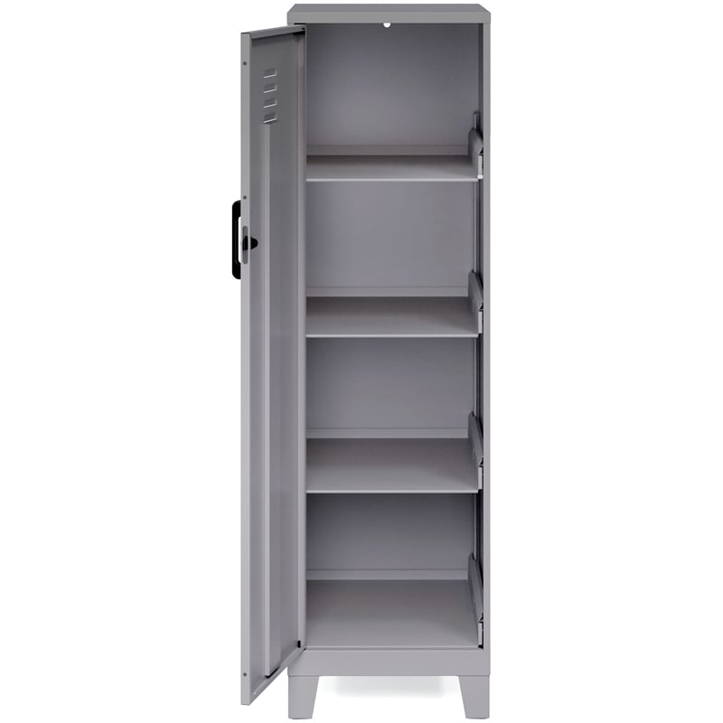 Space Solutions 4 Shelf No Assembly Metal Storage Locker Cabinet Arctic Silver