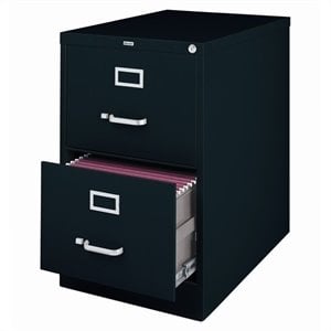 Hirsh 25-in Deep Modern Metal 2 Drawer Legal Width Vertical File Cabinet Black