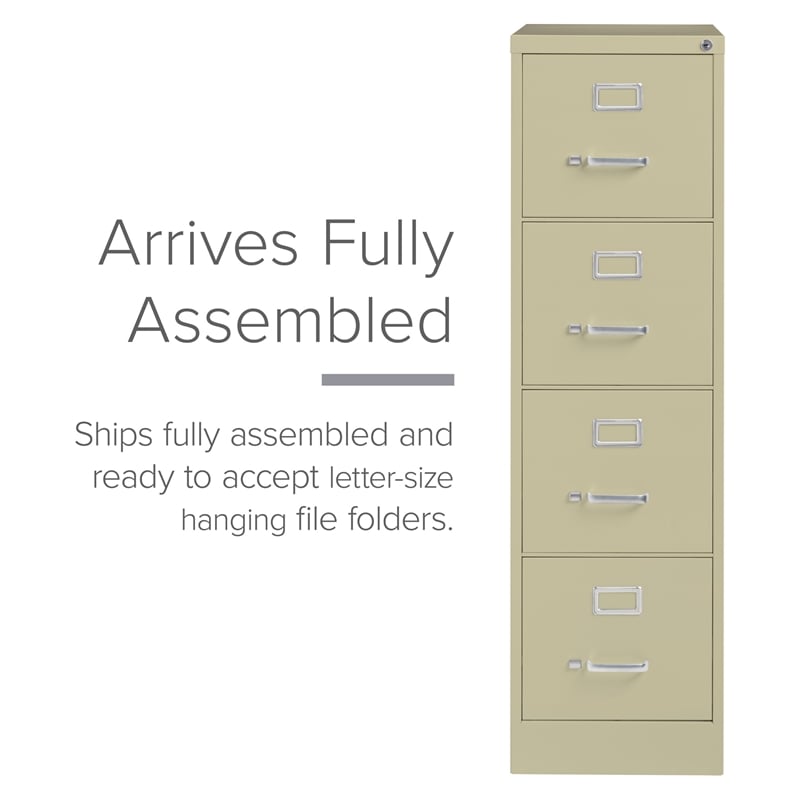 Hirsh 25-in Deep Metal 4 Drawer Letter Width Vertical File Cabinet Putty/Beige