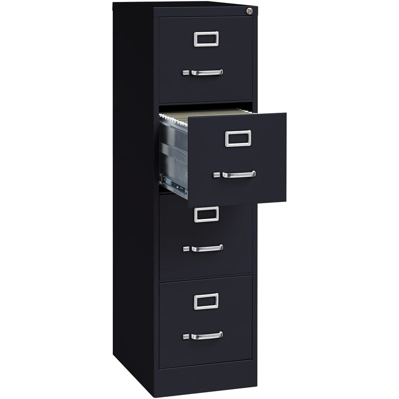 Hirsh 22-in Deep Metal 4 Drawer Letter Width Vertical File Cabinet Black