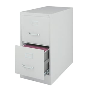 Hirsh 26.5&quotD Metal 2 Drawer Letter Width Vertical File Cabinet in Light Gray