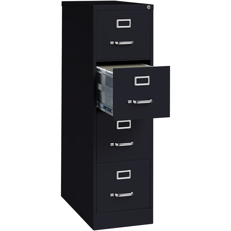 Hirsh 26.5-in Deep Metal 4 Drawer Letter Width Vertical File Cabinet Black