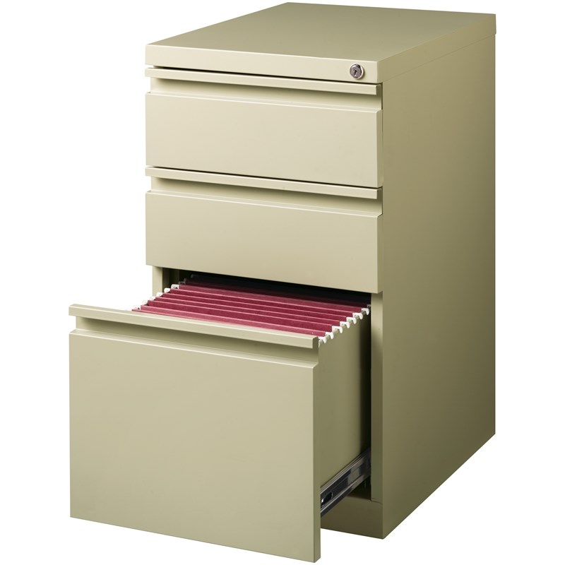 Hirsh 20-inch Deep Metal Mobile Pedestal File 3-Drawer Box/Box/File. Putty/Beige