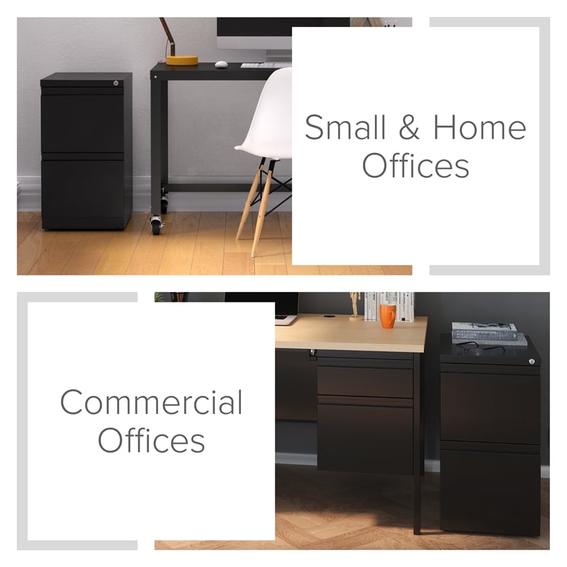 Hirsh 20-in Deep Metal Mobile Pedestal 2-Drawer File/File. Full Width Pull Black