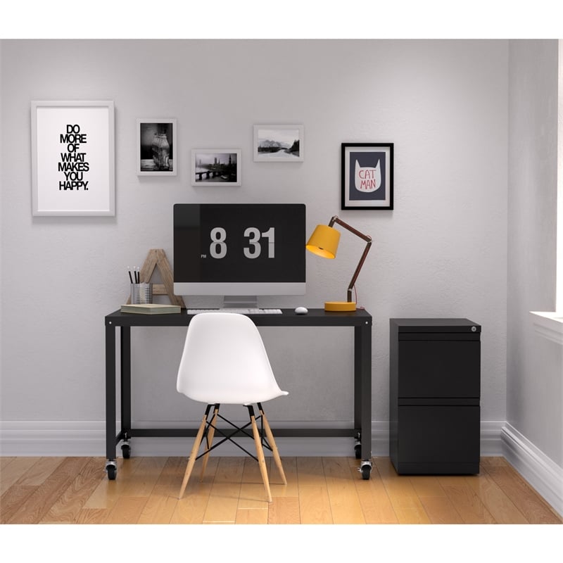 Hirsh 20-in Deep Metal Mobile Pedestal 2-Drawer File/File. Full Width Pull Black