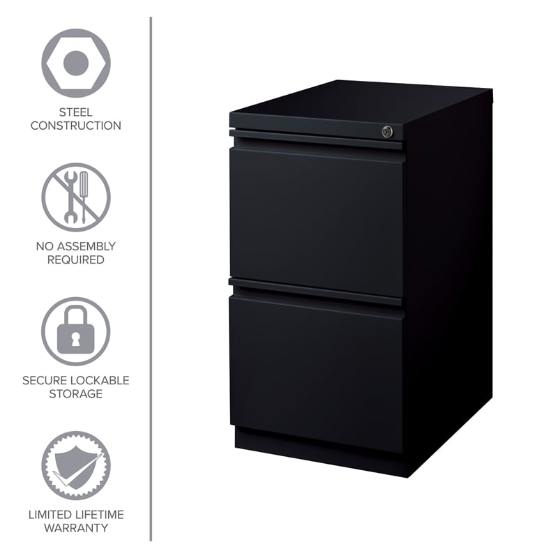 Hirsh 20-in Deep Metal Mobile Pedestal 2-Drawer File/File. Full Width Pull Black