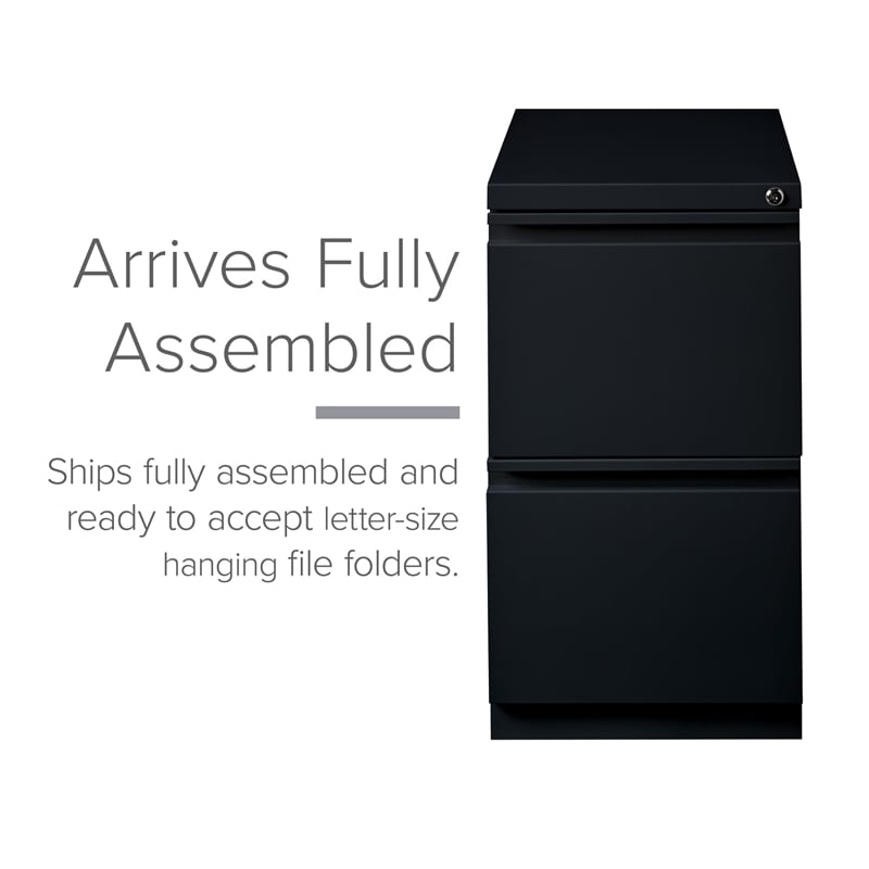 Hirsh 20-in Deep Metal Mobile Pedestal 2-Drawer File/File. Full Width Pull Black