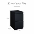 Hirsh 20-in Deep Metal Mobile Pedestal 2-Drawer File/File. Full Width Pull Black