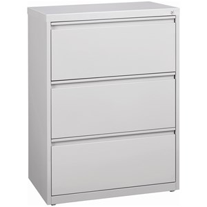 Hirsh 30&quotW HL10000 Series Metal 3 Drawer Lateral File Cabinet in Light Gray