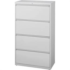 Hirsh 30&quotW HL10000 Series Metal 4 Drawer Lateral File Cabinet in Light Gray