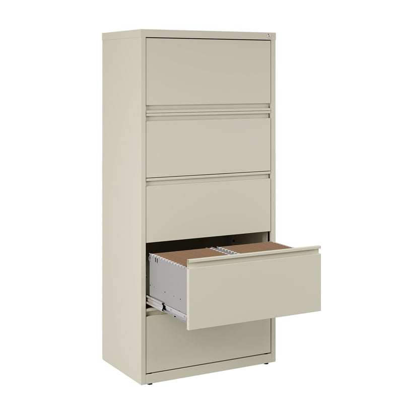 Hirsh 30-in Wide HL10000 Series Metal 5 Drawer Lateral File Cabinet Putty/Beige