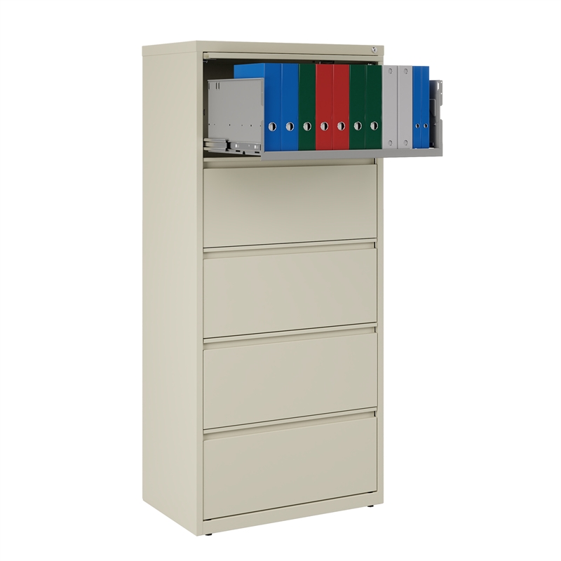 Hirsh 30-in Wide HL10000 Series Metal 5 Drawer Lateral File Cabinet Putty/Beige