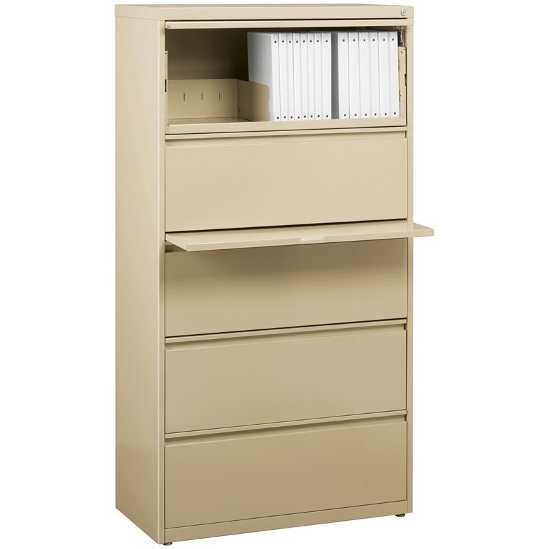 Hirsh 30-in Wide HL10000 Series Metal 5 Drawer Lateral File Cabinet Putty/Beige