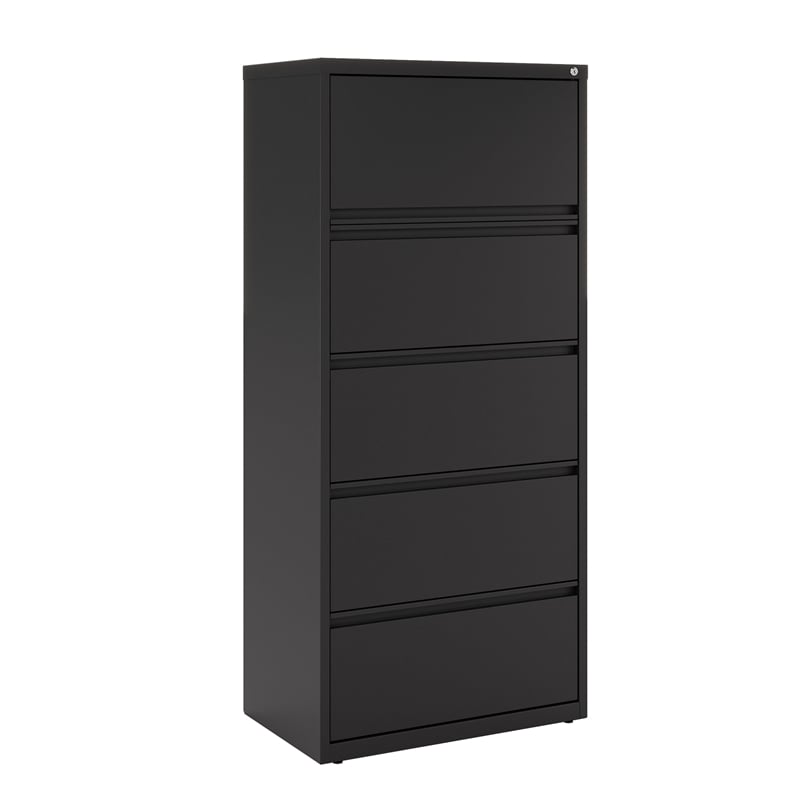 Hirsh 30-in Wide HL10000 Series Metal 5 Drawer Lateral File Cabinet Black