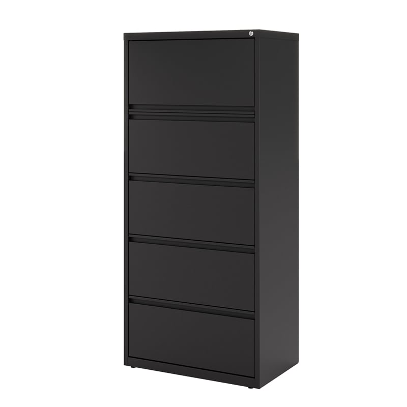 Hirsh 30-in Wide HL10000 Series Metal 5 Drawer Lateral File Cabinet Black