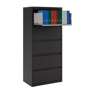 Hirsh 30-in Wide HL10000 Series Metal 5 Drawer Lateral File Cabinet Black