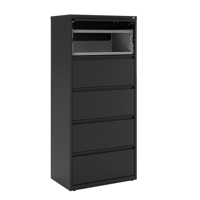Hirsh 30-in Wide HL10000 Series Metal 5 Drawer Lateral File Cabinet Black