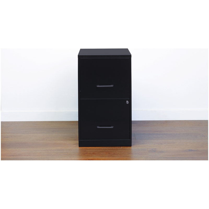Black Wood 2 Drawer Lateral File Cabinet with Lock