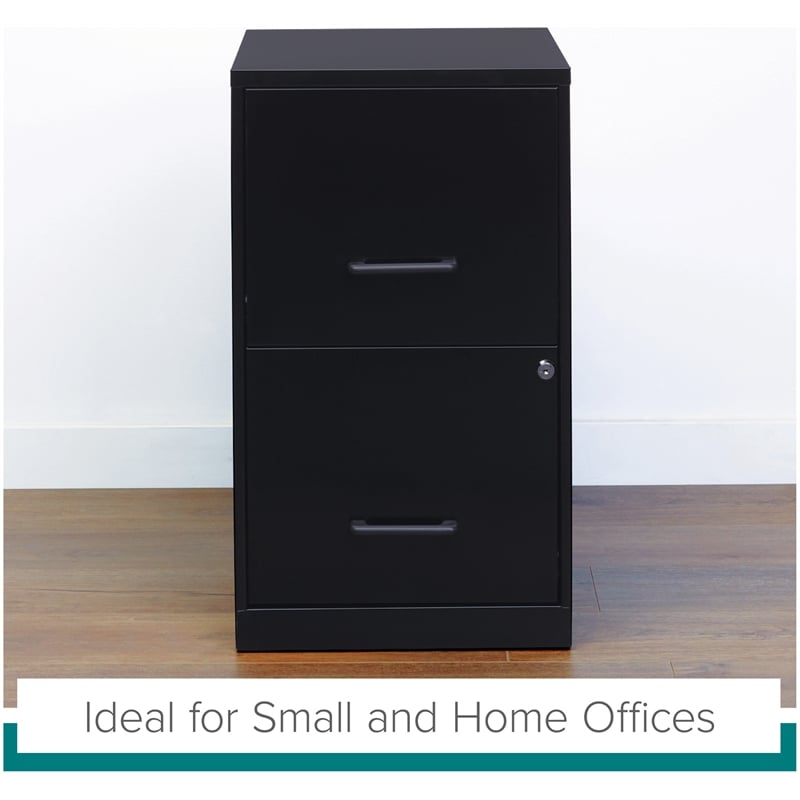 Space Solutions 18 Deep 2 Drawer Metal File Cabinet in Black