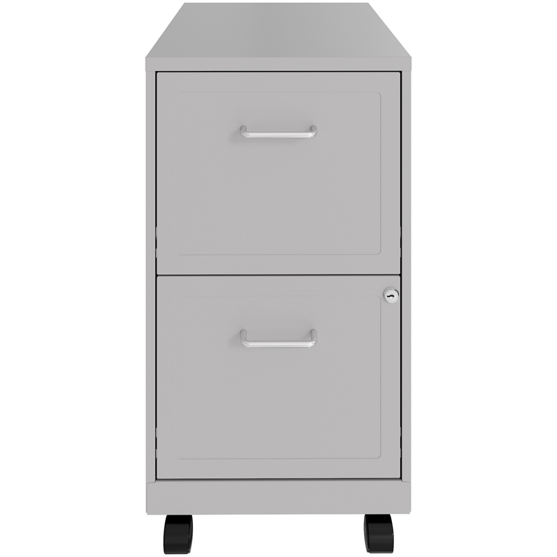 Space Solutions 18 Deep 2 Drawer Mobile Letter Width Vertical File Cabinet,  Silver 