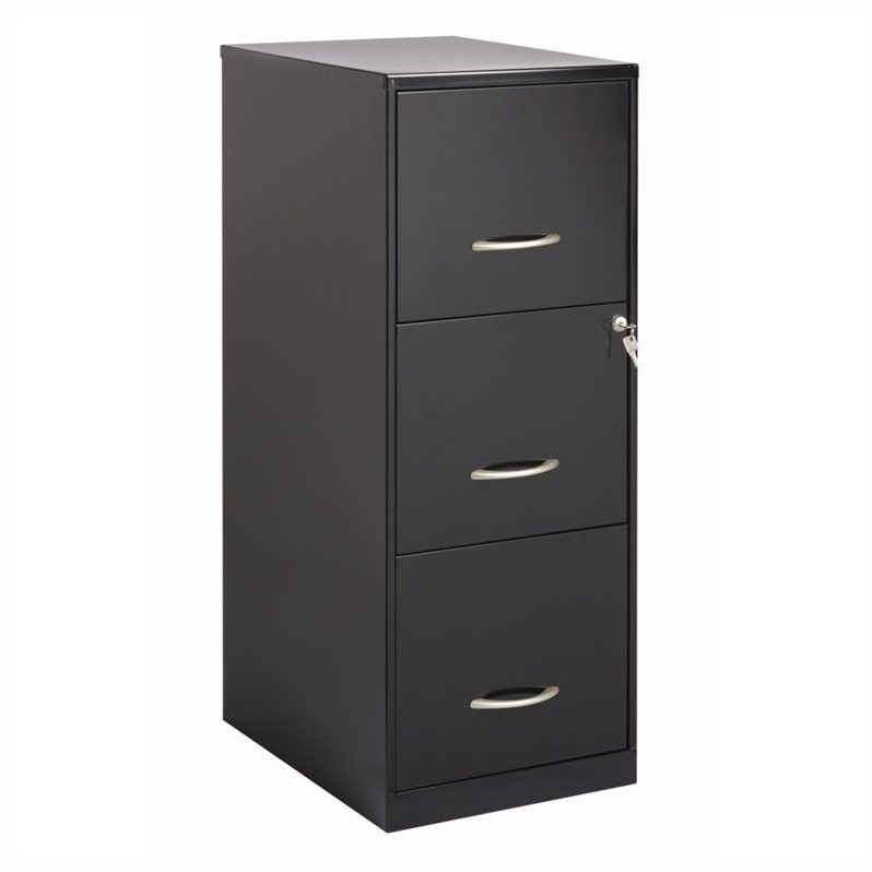 Space Solutions Metal Drawer Vertical File Cabinet with Lock Black 