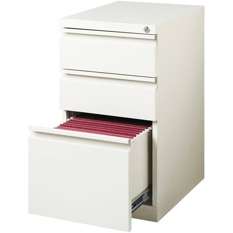 Hirsh 20-inch Deep Metal Mobile Pedestal File 3-Drawer Box/Box/File. White