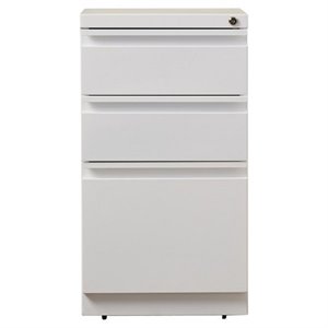 Hirsh 20-inch Deep Metal Mobile Pedestal File 3-Drawer Box/Box/File. White