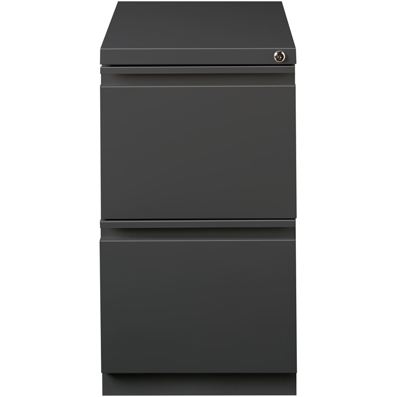 Hirsh 20-in Deep Mobile Pedestal 2-Drawer File/File. Full Width Pull in Charcoal