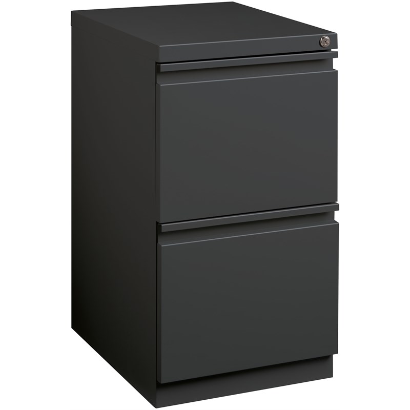 Hirsh 20-in Deep Mobile Pedestal 2-Drawer File/File. Full Width Pull in Charcoal