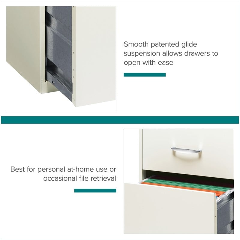 Space Solutions Metal 3 Drawer File Cabinet with Pencil Drawer Pearl White