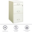 Space Solutions Metal 3 Drawer File Cabinet with Pencil Drawer Pearl White