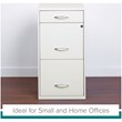 Space Solutions Metal 3 Drawer File Cabinet with Pencil Drawer Pearl White