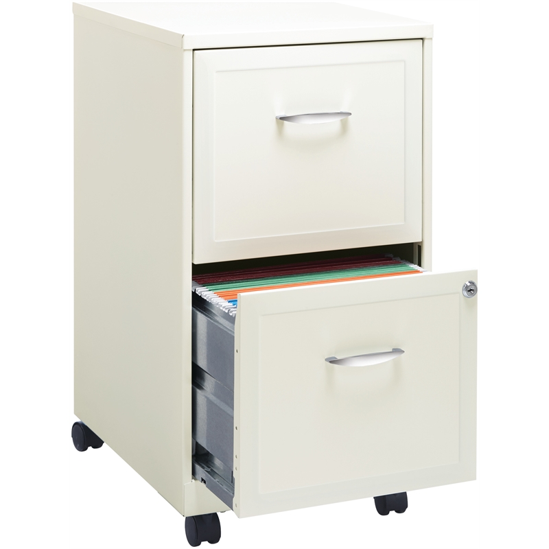 Space Solutions 18" 2 Drawer Mobile Metal Vertical File Pearl White