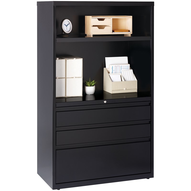 Hirsh 36-in Wide HL8000 Series Box/Box/File Lateral Combo File Cabinet Black