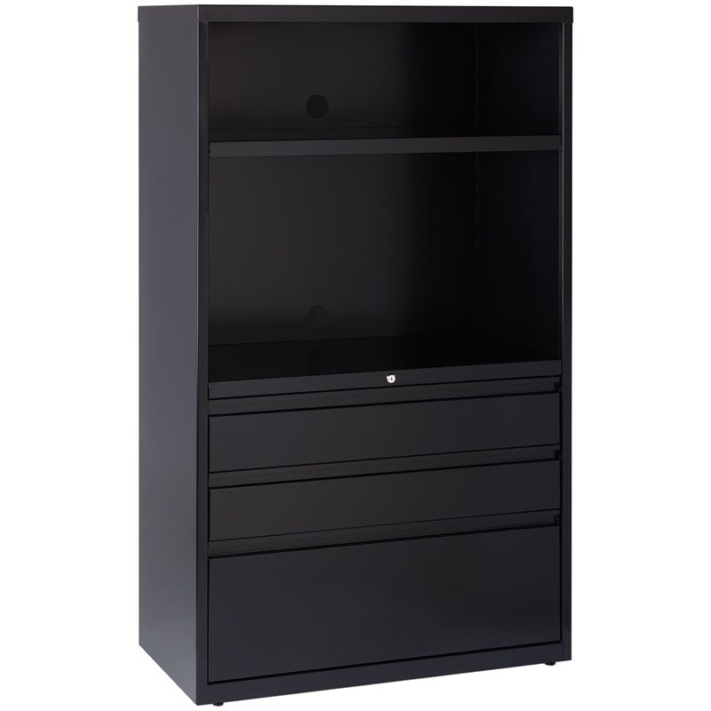 Hirsh 36-in Wide HL8000 Series Box/Box/File Lateral Combo File Cabinet Black