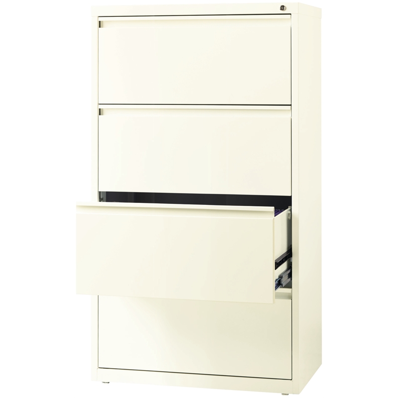 Hirsh 30-in Wide HL10000 Series Metal 4 Drawer Lateral File Cabinet Off White