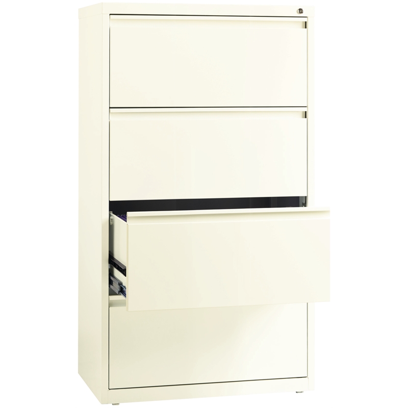 Hirsh 30-in Wide HL10000 Series Metal 4 Drawer Lateral File Cabinet Off White