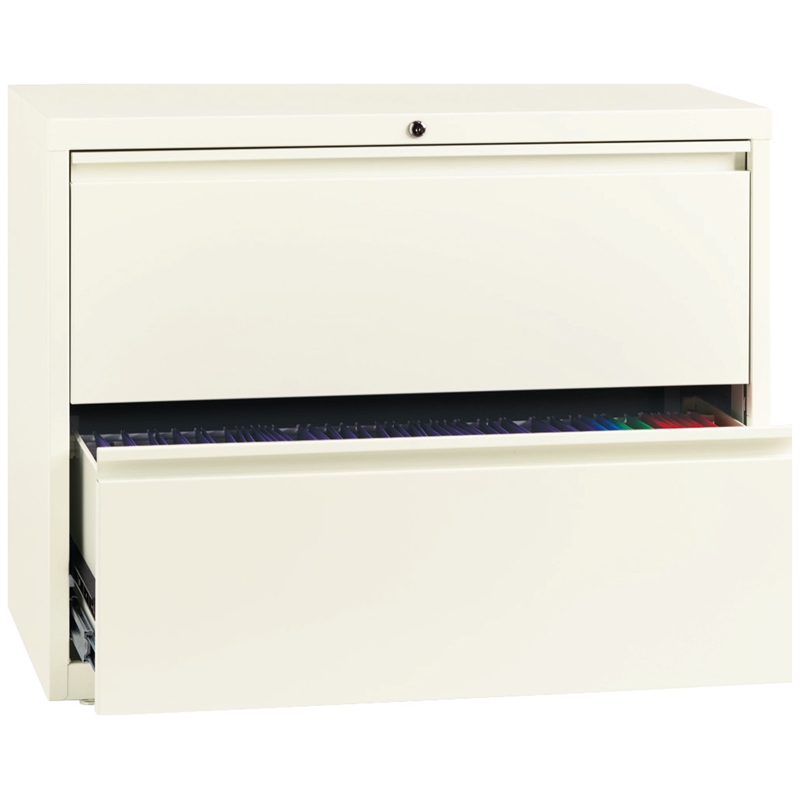Hirsh 36-in Wide HL10000 Series Metal 2 Drawer Lateral File Cabinet Off White