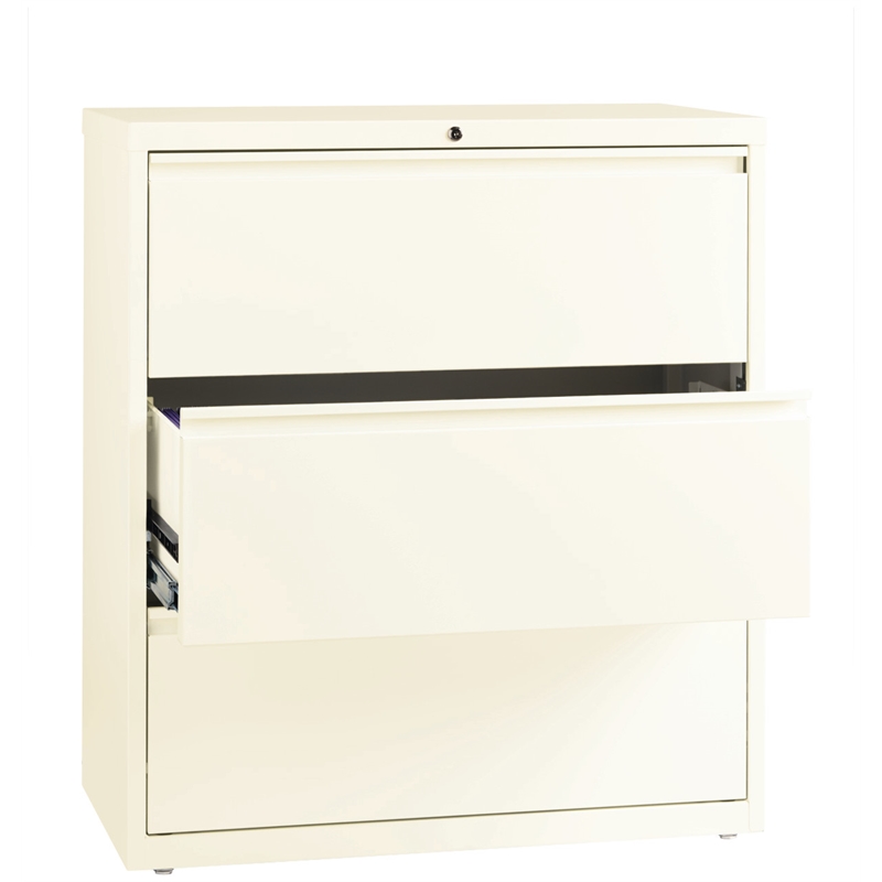 Hirsh 36-in Wide HL10000 Series Metal 3 Drawer Lateral File Cabinet Off White