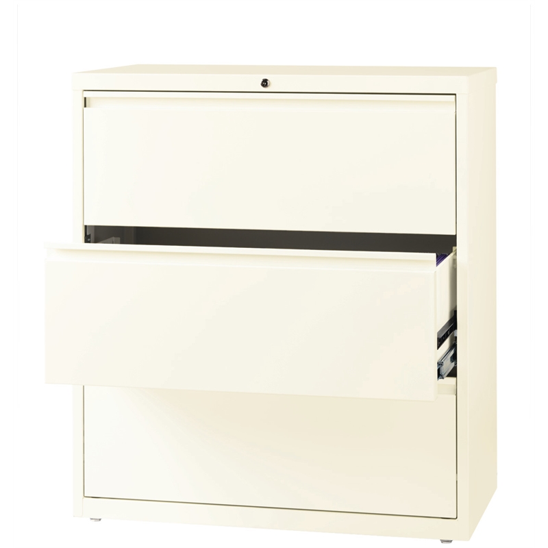Hirsh 36-in Wide HL10000 Series Metal 3 Drawer Lateral File Cabinet Off White
