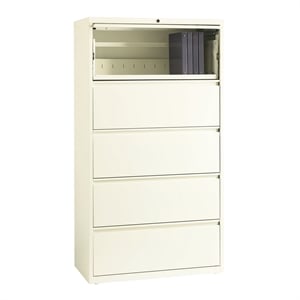 Hirsh 36-in Wide HL10000 Series Metal 5 Drawer Lateral File Cabinet Off White