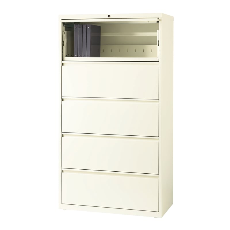 Hirsh 36-in Wide HL10000 Series Metal 5 Drawer Lateral File Cabinet Off White