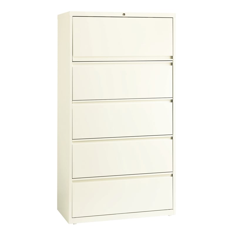 Hirsh 36-in Wide HL10000 Series Metal 5 Drawer Lateral File Cabinet Off White